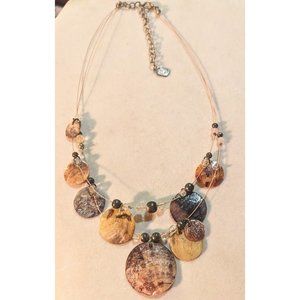 Unique Statement Necklace Mother of Pearl Shell Disc Beads Adjustable